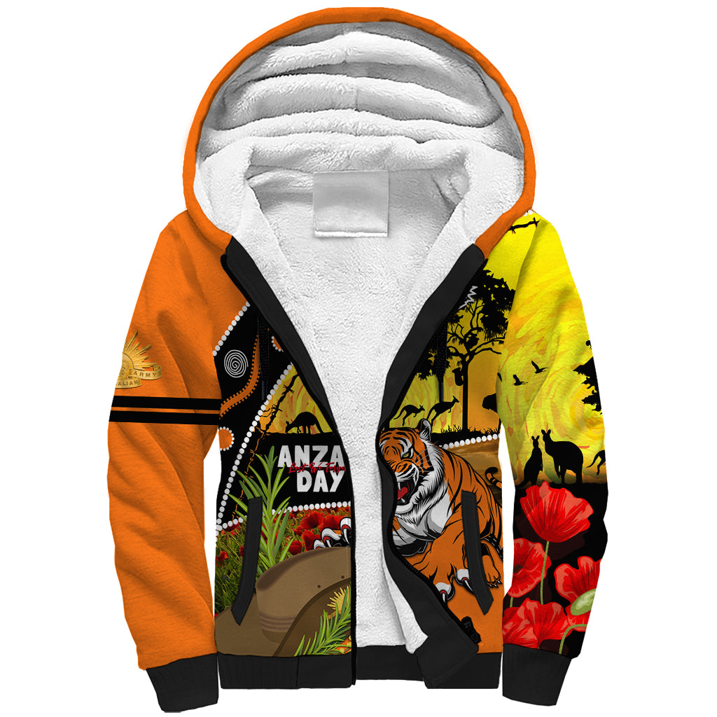 Tigers Rugby ANZAC Day Sherpa Hoodie Wests Mascot Rosemary Starry Night