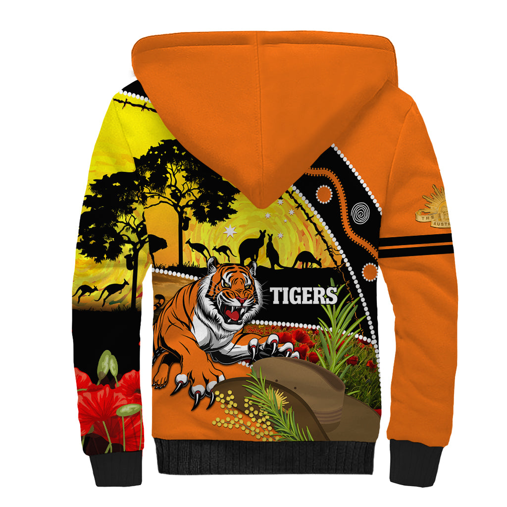 Tigers Rugby ANZAC Day Sherpa Hoodie Wests Mascot Rosemary Starry Night