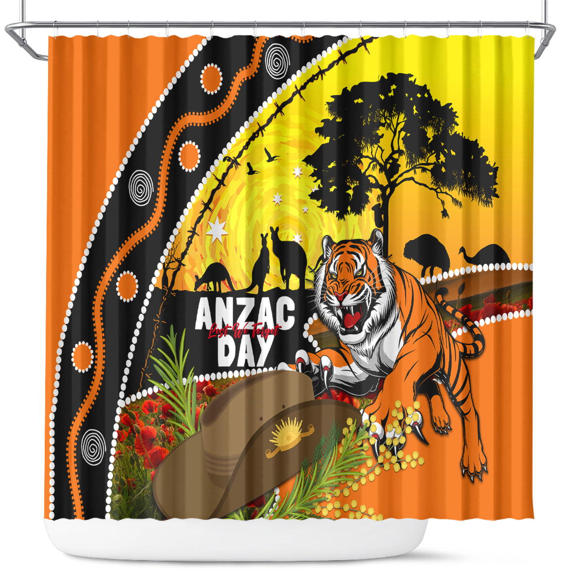 Tigers Rugby ANZAC Day Shower Curtain Wests Mascot Rosemary Starry Night