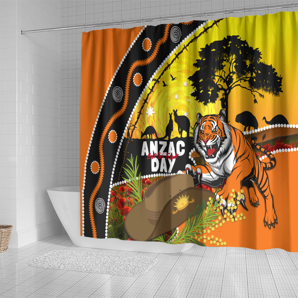 Tigers Rugby ANZAC Day Shower Curtain Wests Mascot Rosemary Starry Night