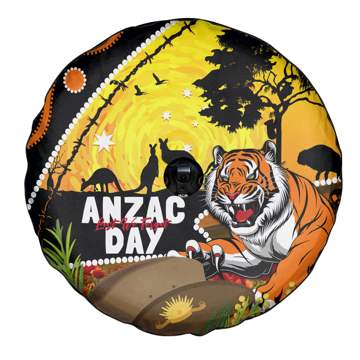 Tigers Rugby ANZAC Day Spare Tire Cover Wests Mascot Rosemary Starry Night