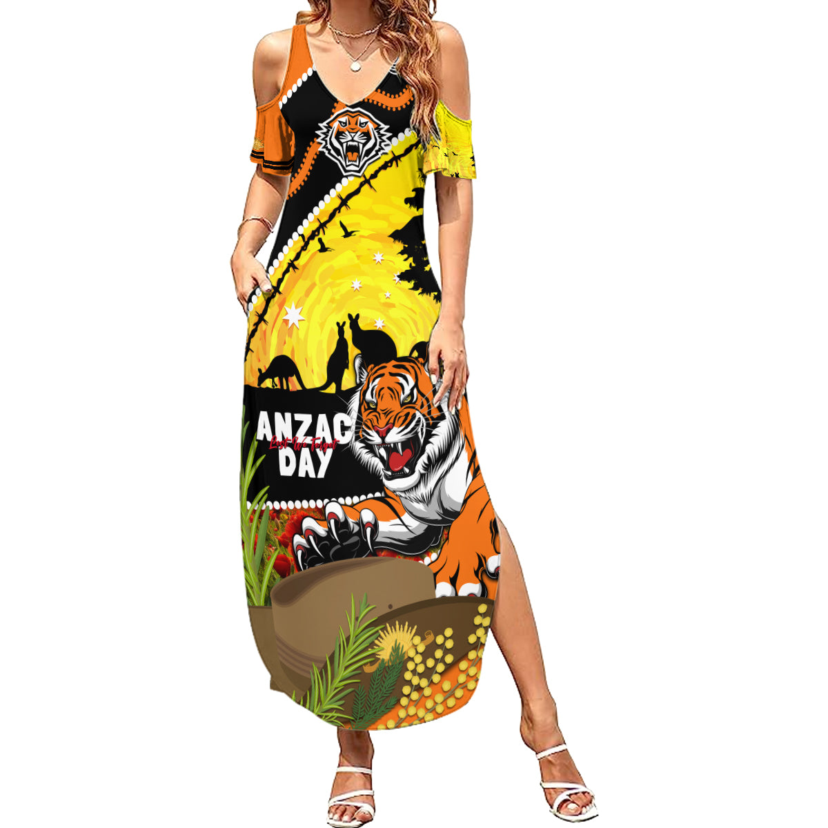 Tigers Rugby ANZAC Day Summer Maxi Dress Wests Mascot Rosemary Starry Night
