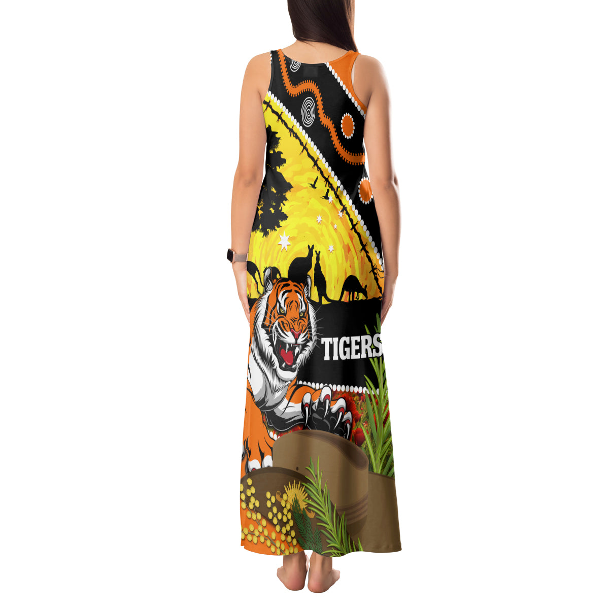 Tigers Rugby ANZAC Day Tank Maxi Dress Wests Mascot Rosemary Starry Night