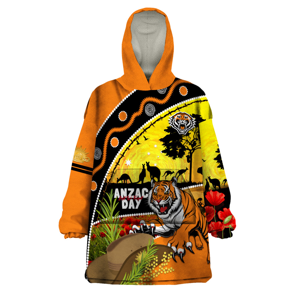 Tigers Rugby ANZAC Day Wearable Blanket Hoodie Wests Mascot Rosemary Starry Night