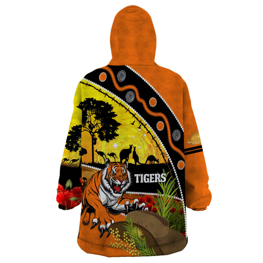 Tigers Rugby ANZAC Day Wearable Blanket Hoodie Wests Mascot Rosemary Starry Night