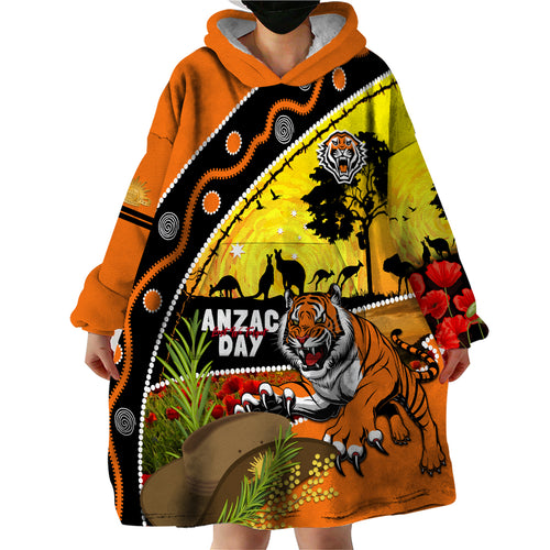 Tigers Rugby ANZAC Day Wearable Blanket Hoodie Wests Mascot Rosemary Starry Night