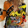 Tigers Rugby ANZAC Day Women Casual Shirt Wests Mascot Rosemary Starry Night