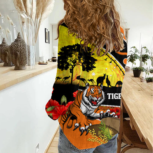 Tigers Rugby ANZAC Day Women Casual Shirt Wests Mascot Rosemary Starry Night