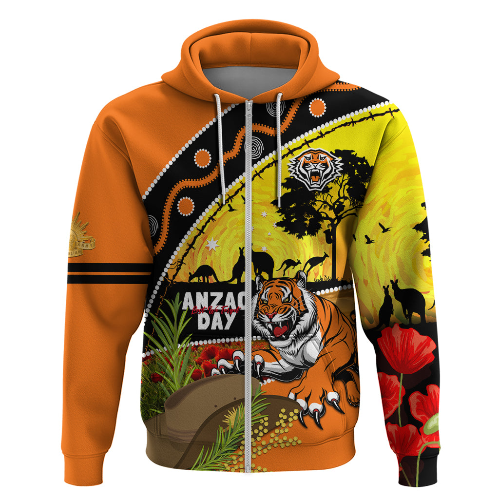 Tigers Rugby ANZAC Day Zip Hoodie Wests Mascot Rosemary Starry Night