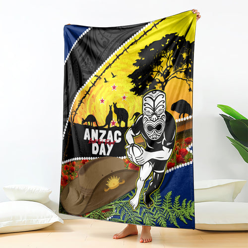 Warriors Rugby ANZAC Day Blanket New Zealand Wahs Tiki Mascot Rosemary Starry Night