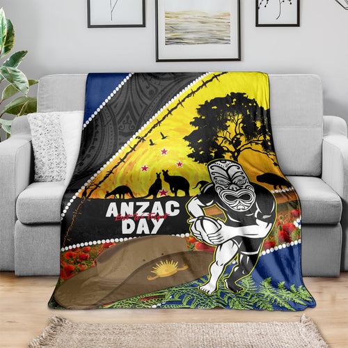 Warriors Rugby ANZAC Day Blanket New Zealand Wahs Tiki Mascot Rosemary Starry Night