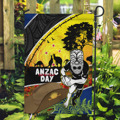 Warriors Rugby ANZAC Day Garden Flag New Zealand Wahs Tiki Mascot Rosemary Starry Night