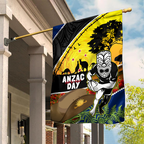 Warriors Rugby ANZAC Day Garden Flag New Zealand Wahs Tiki Mascot Rosemary Starry Night