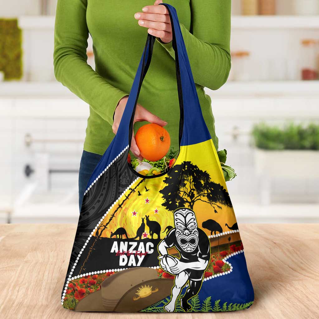 Warriors Rugby ANZAC Day Grocery Bag New Zealand Wahs Tiki Mascot Rosemary Starry Night
