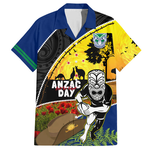 Warriors Rugby ANZAC Day Hawaiian Shirt New Zealand Wahs Tiki Mascot Rosemary Starry Night
