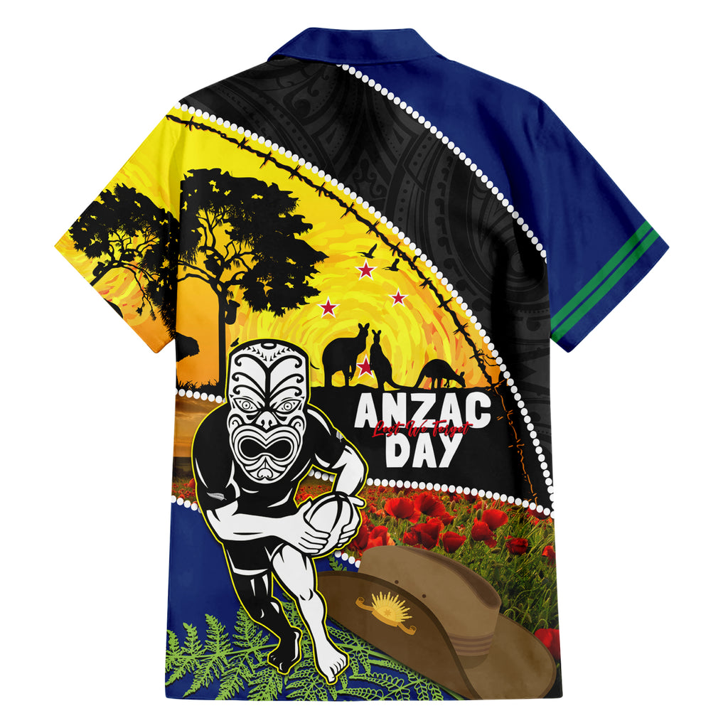 Warriors Rugby ANZAC Day Hawaiian Shirt New Zealand Wahs Tiki Mascot Rosemary Starry Night