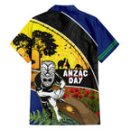 Warriors Rugby ANZAC Day Hawaiian Shirt New Zealand Wahs Tiki Mascot Rosemary Starry Night