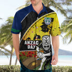 Warriors Rugby ANZAC Day Hawaiian Shirt New Zealand Wahs Tiki Mascot Rosemary Starry Night