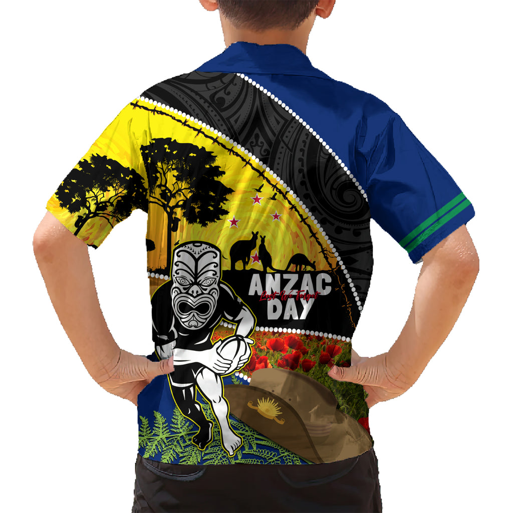 Warriors Rugby ANZAC Day Hawaiian Shirt New Zealand Wahs Tiki Mascot Rosemary Starry Night