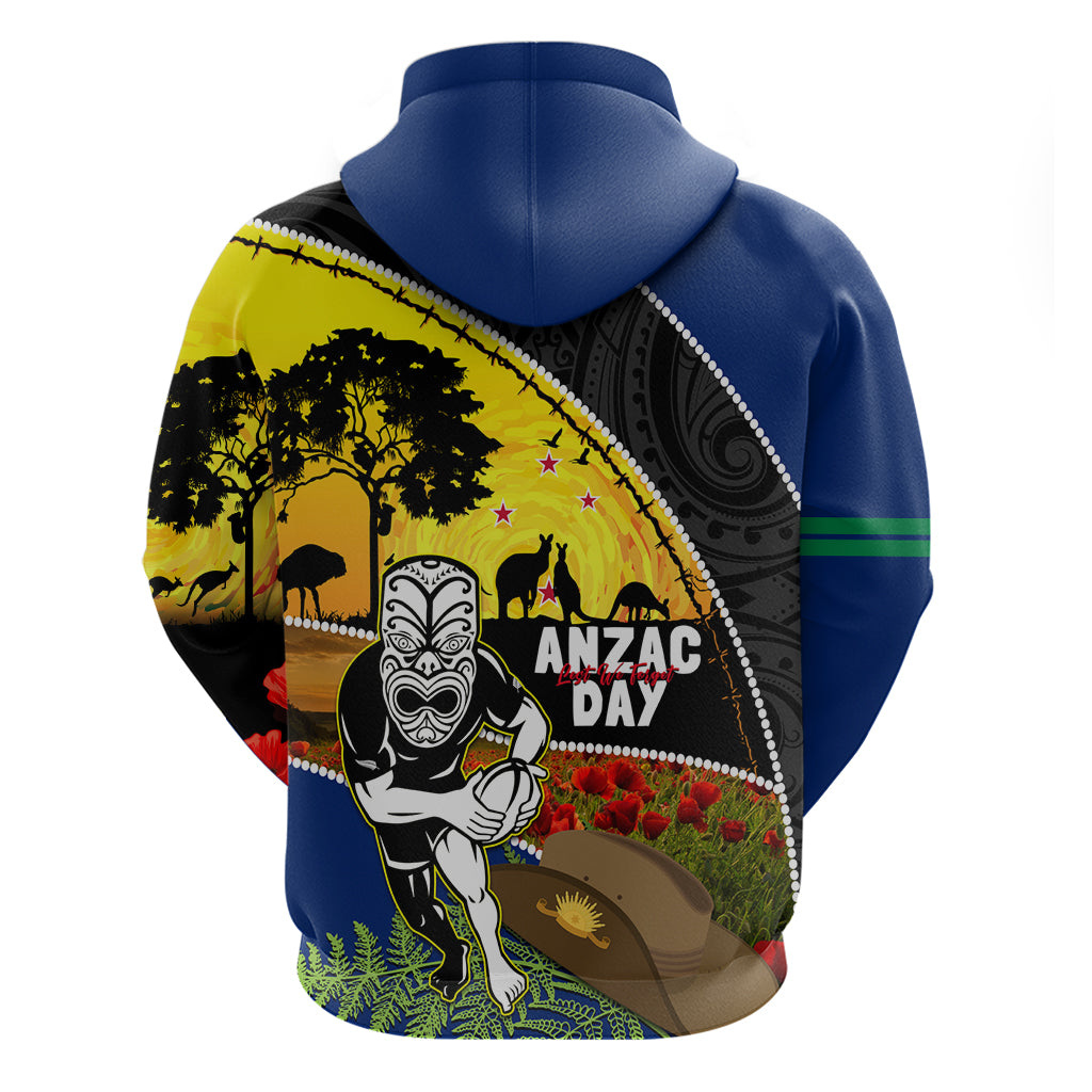 Warriors Rugby ANZAC Day Hoodie New Zealand Wahs Tiki Mascot Rosemary Starry Night