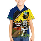 Warriors Rugby ANZAC Day Kid Hawaiian Shirt New Zealand Wahs Tiki Mascot Rosemary Starry Night