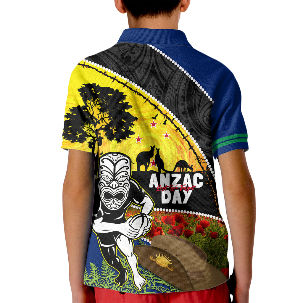 Warriors Rugby ANZAC Day Kid Polo Shirt New Zealand Wahs Tiki Mascot Rosemary Starry Night