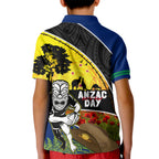 Warriors Rugby ANZAC Day Kid Polo Shirt New Zealand Wahs Tiki Mascot Rosemary Starry Night