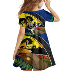 Warriors Rugby ANZAC Day Kid Short Sleeve Dress New Zealand Wahs Tiki Mascot Rosemary Starry Night