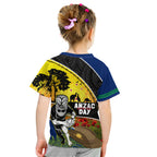 Warriors Rugby ANZAC Day Kid T Shirt New Zealand Wahs Tiki Mascot Rosemary Starry Night