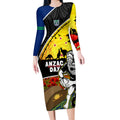 Warriors Rugby ANZAC Day Long Sleeve Bodycon Dress New Zealand Wahs Tiki Mascot Rosemary Starry Night