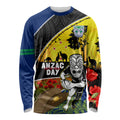 Warriors Rugby ANZAC Day Long Sleeve Shirt New Zealand Wahs Tiki Mascot Rosemary Starry Night