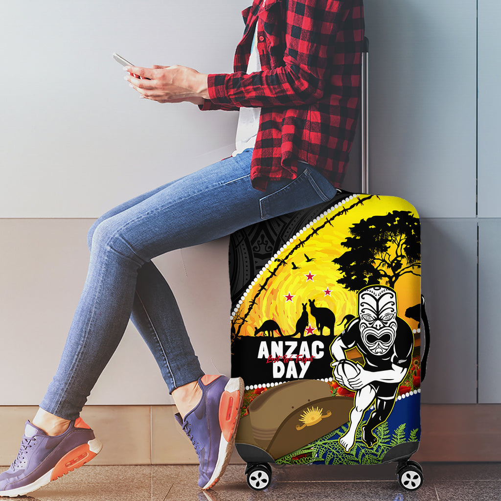 Warriors Rugby ANZAC Day Luggage Cover New Zealand Wahs Tiki Mascot Rosemary Starry Night