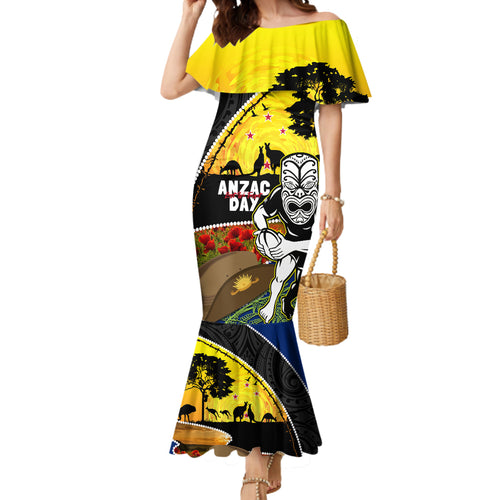 Warriors Rugby ANZAC Day Mermaid Dress New Zealand Wahs Tiki Mascot Rosemary Starry Night