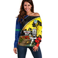Warriors Rugby ANZAC Day Off Shoulder Sweater New Zealand Wahs Tiki Mascot Rosemary Starry Night