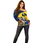 Warriors Rugby ANZAC Day Off Shoulder Sweater New Zealand Wahs Tiki Mascot Rosemary Starry Night