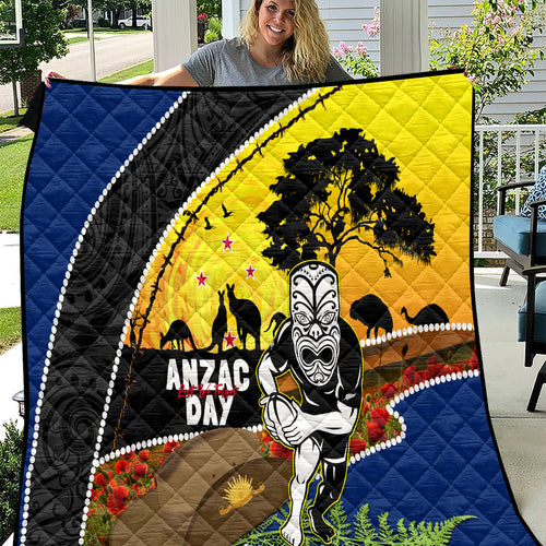 Warriors Rugby ANZAC Day Quilt New Zealand Wahs Tiki Mascot Rosemary Starry Night