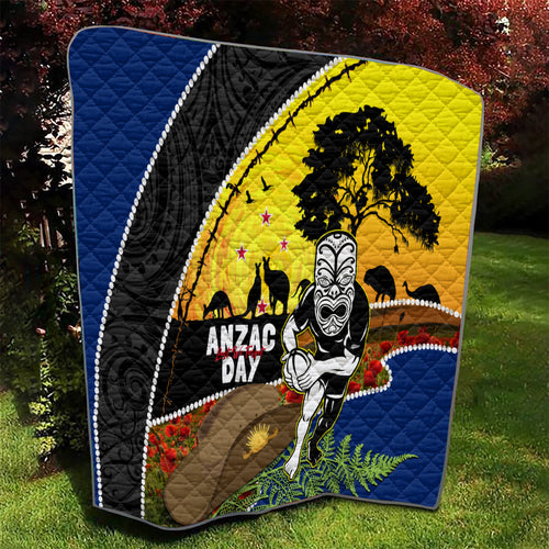 Warriors Rugby ANZAC Day Quilt New Zealand Wahs Tiki Mascot Rosemary Starry Night