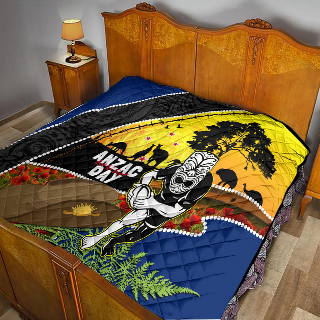 Warriors Rugby ANZAC Day Quilt New Zealand Wahs Tiki Mascot Rosemary Starry Night