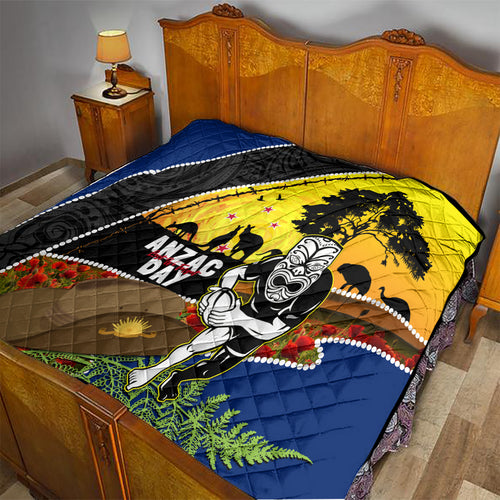 Warriors Rugby ANZAC Day Quilt New Zealand Wahs Tiki Mascot Rosemary Starry Night