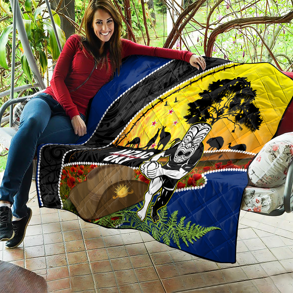 Warriors Rugby ANZAC Day Quilt New Zealand Wahs Tiki Mascot Rosemary Starry Night