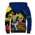 Warriors Rugby ANZAC Day Sherpa Hoodie New Zealand Wahs Tiki Mascot Rosemary Starry Night
