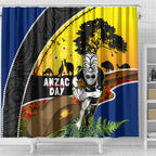 Warriors Rugby ANZAC Day Shower Curtain New Zealand Wahs Tiki Mascot Rosemary Starry Night