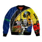 Warriors Rugby ANZAC Day Sleeve Zip Bomber Jacket New Zealand Wahs Tiki Mascot Rosemary Starry Night