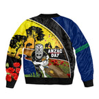 Warriors Rugby ANZAC Day Sleeve Zip Bomber Jacket New Zealand Wahs Tiki Mascot Rosemary Starry Night