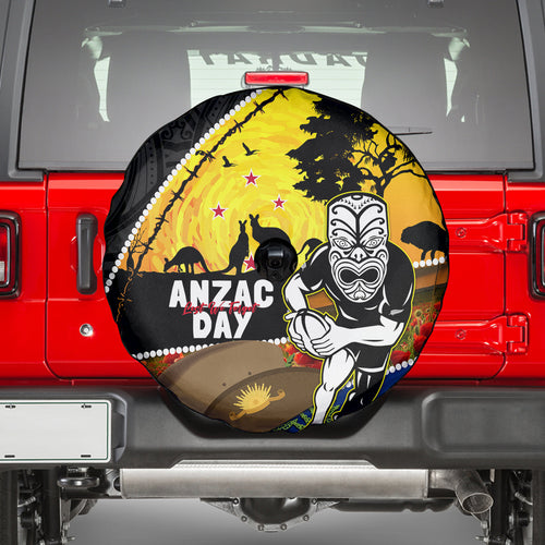 Warriors Rugby ANZAC Day Spare Tire Cover New Zealand Wahs Tiki Mascot Rosemary Starry Night
