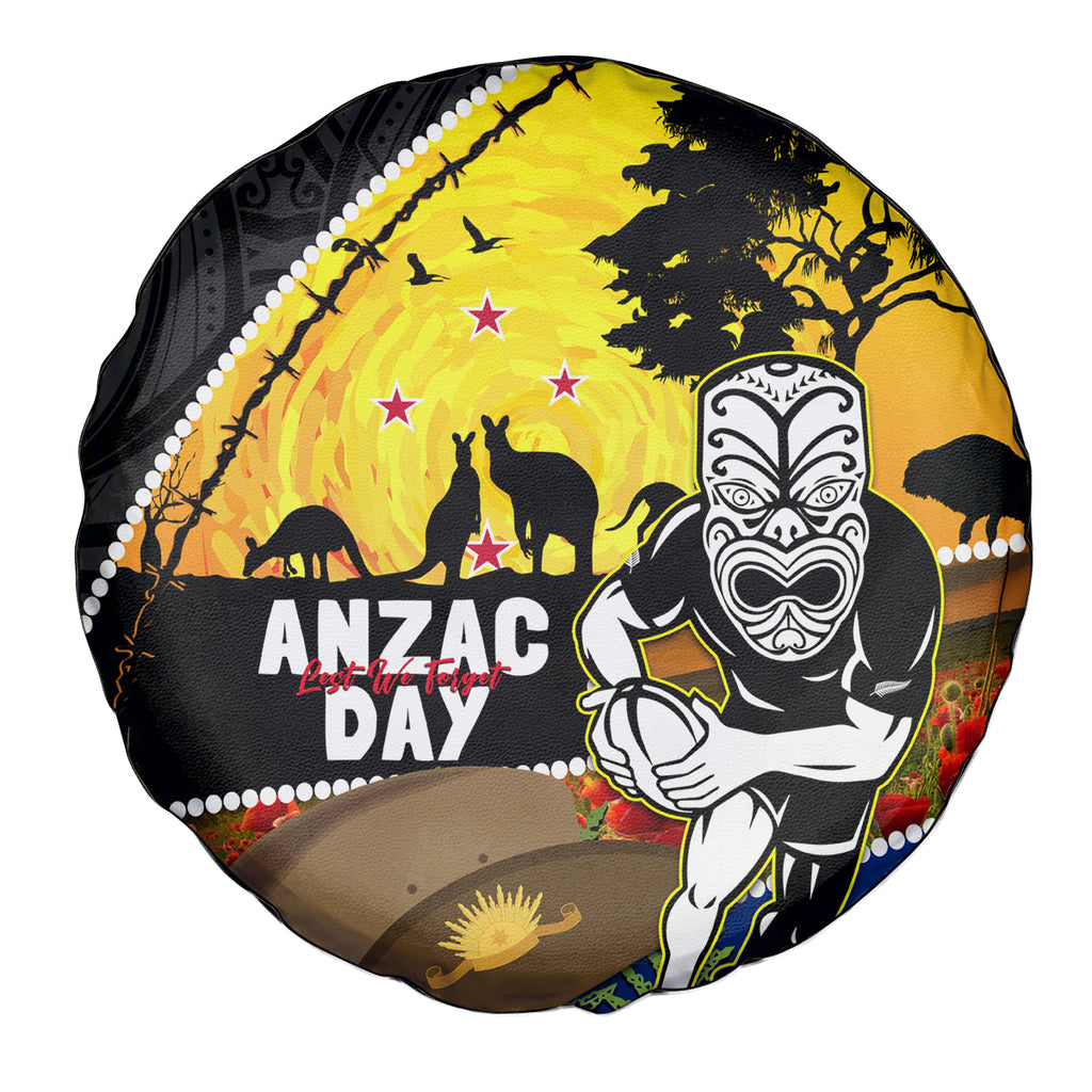Warriors Rugby ANZAC Day Spare Tire Cover New Zealand Wahs Tiki Mascot Rosemary Starry Night