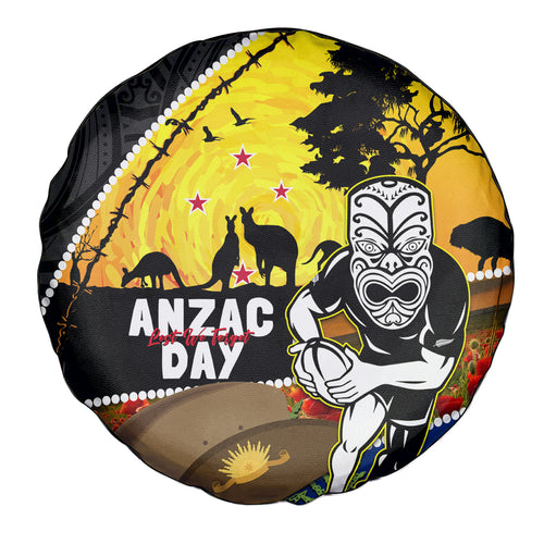 Warriors Rugby ANZAC Day Spare Tire Cover New Zealand Wahs Tiki Mascot Rosemary Starry Night
