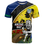 Warriors Rugby ANZAC Day T Shirt New Zealand Wahs Tiki Mascot Rosemary Starry Night