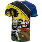 Warriors Rugby ANZAC Day T Shirt New Zealand Wahs Tiki Mascot Rosemary Starry Night