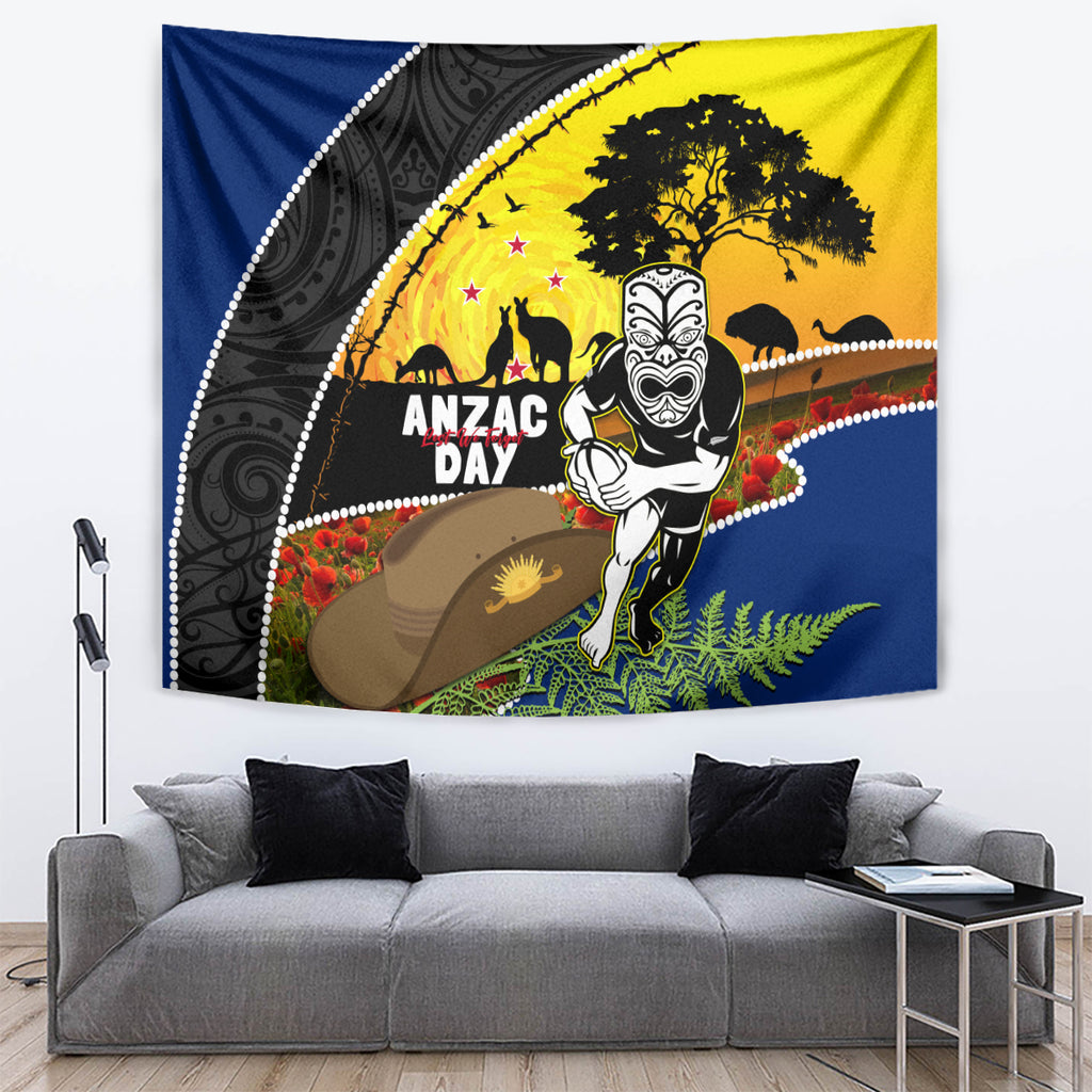 Warriors Rugby ANZAC Day Tapestry New Zealand Wahs Tiki Mascot Rosemary Starry Night